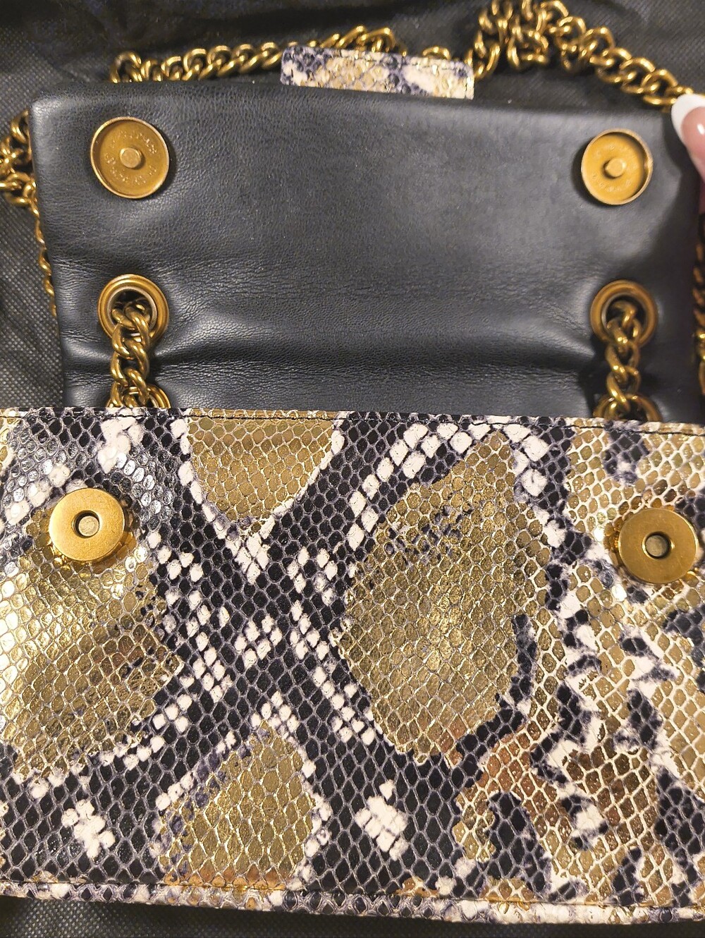 Kurt Geiger London Mini Kensington Metallic Snake Print Leather Crossbody Bag - Picture 6 of 16